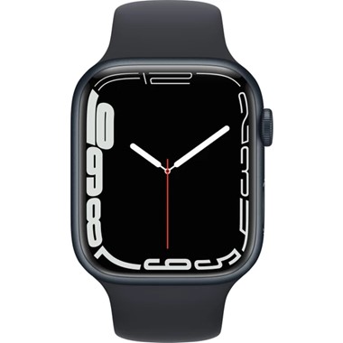 Apple Watch Seri 7 Gps, 45MM Siyah Alüminyum Kasa ve Siyah Spor Kordon resmi